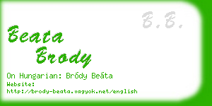 beata brody business card